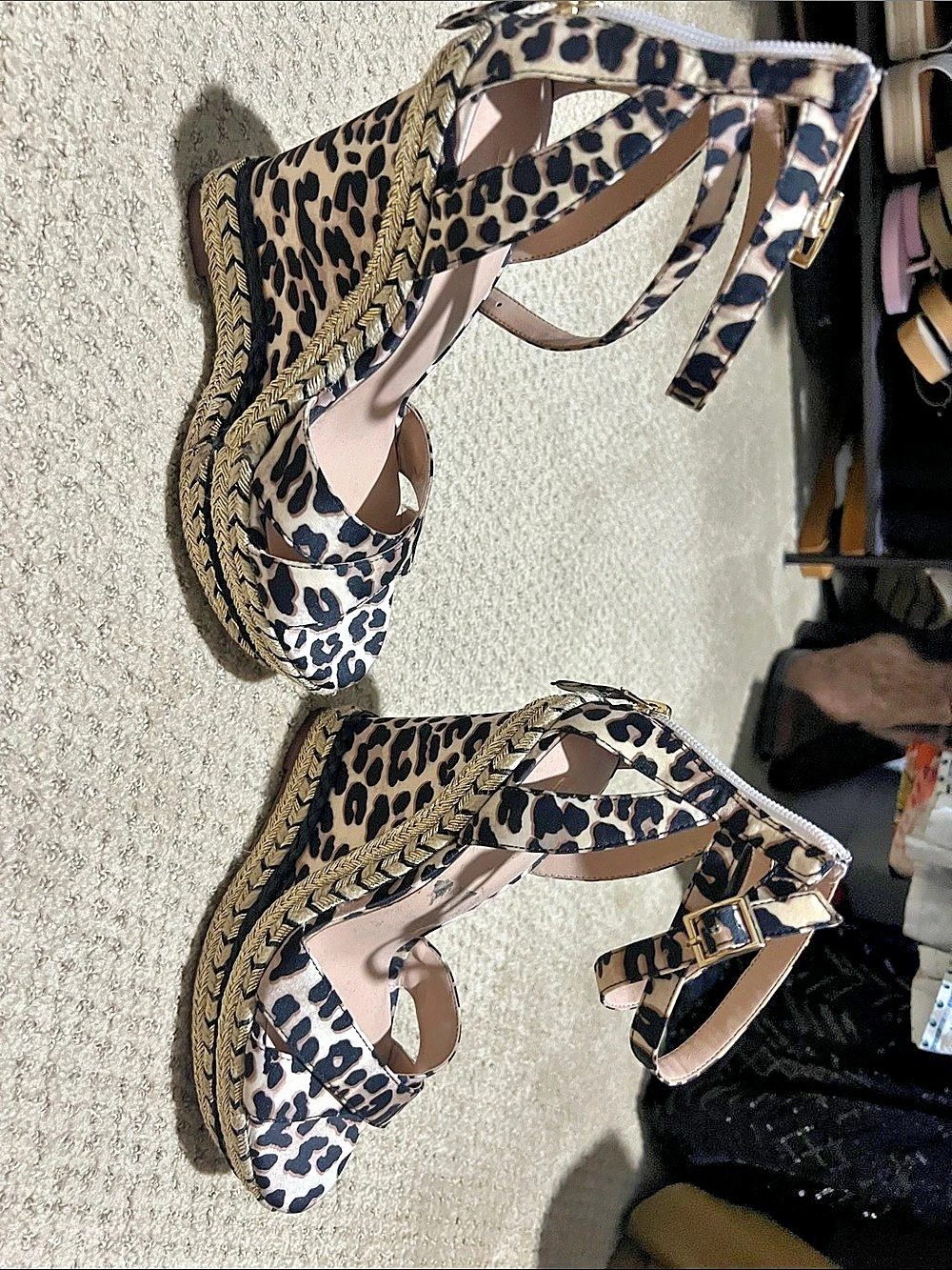 JLO Leopard Print Wedge Sandals US 7.5